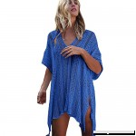 QBQCBB Women Cover-ups Swimwear Pure V-Neck Crochet Hollow-Out Tassels Cover Beach Bikini Swimsuit Dark Blue B07MYS522M